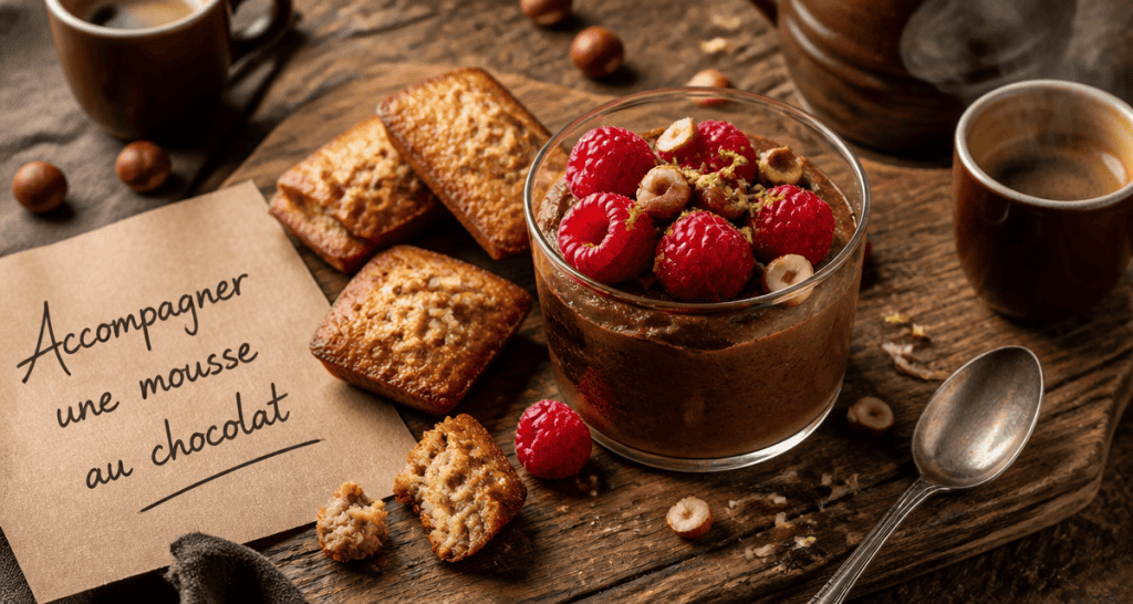 accompagner une mousse au chocolat en verrine avec fruits et noisettes