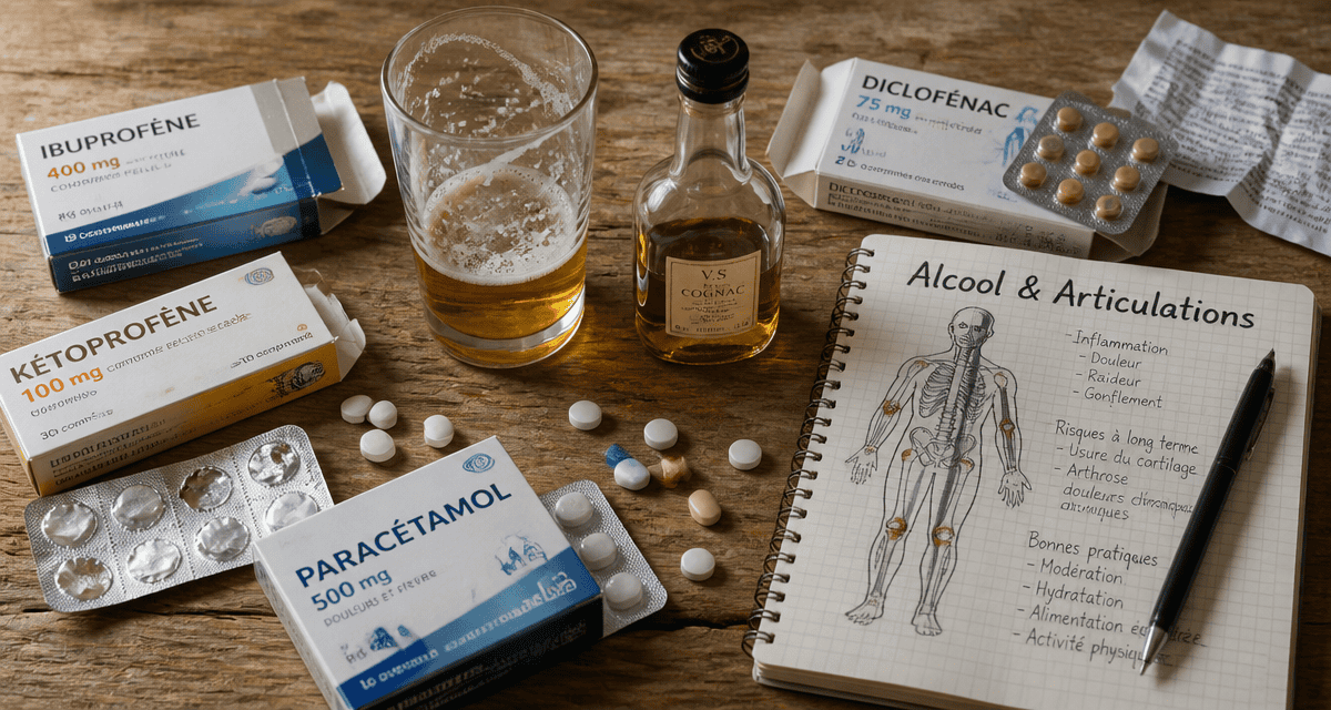 alcool et inflammation articulaire, verre de bière, médicaments, carnet médical
