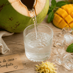 bienfait de l eau de coco, noix de coco verte, verre, fruits