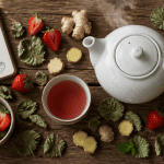 bienfait fraise the ou tisane sur table avec infusion