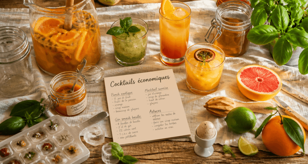 cocktail facile et pas cher verres colorés ingrédients placard