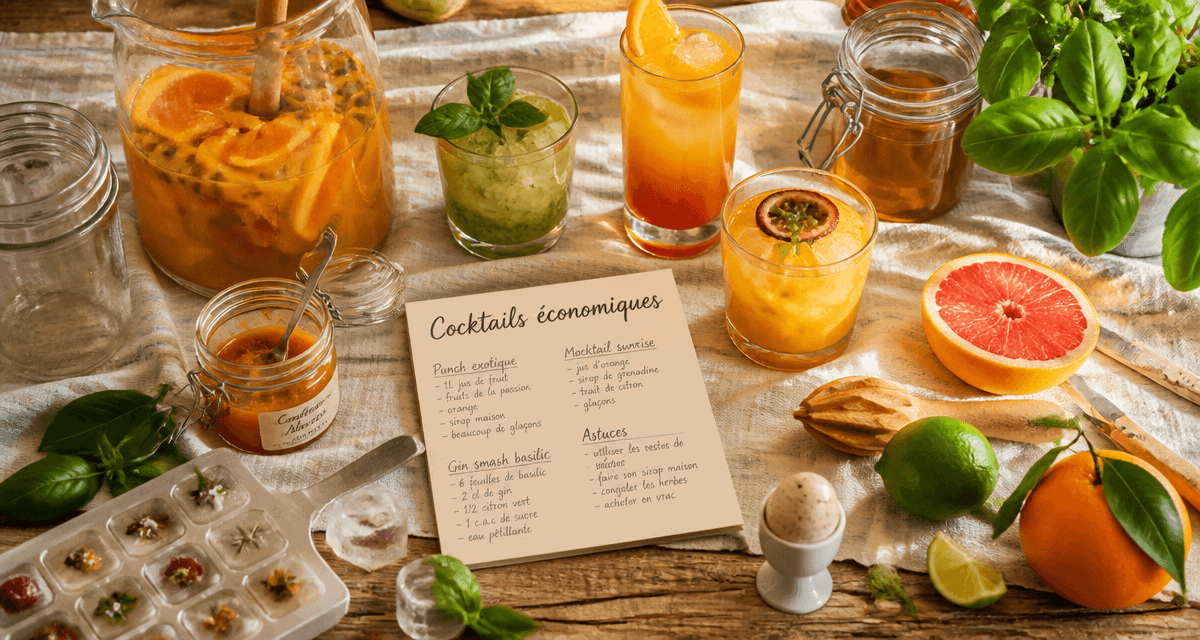cocktail facile et pas cher verres colorés ingrédients placard