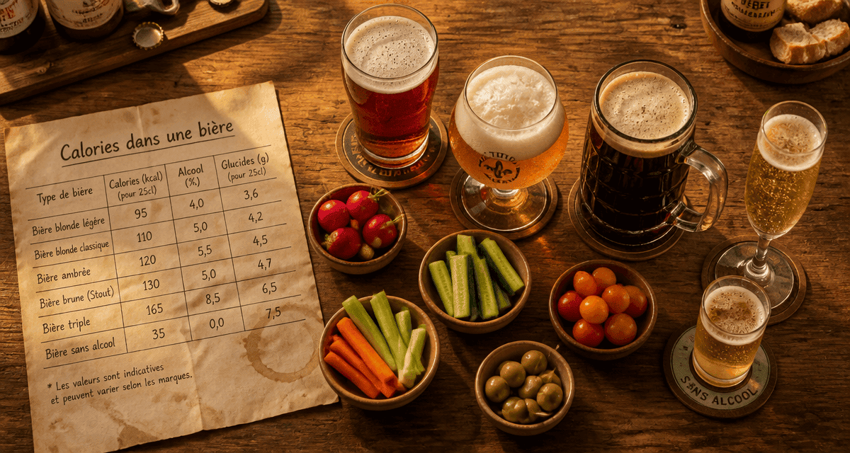combien de calorie dans une biere verres et fiche nutritionnelle