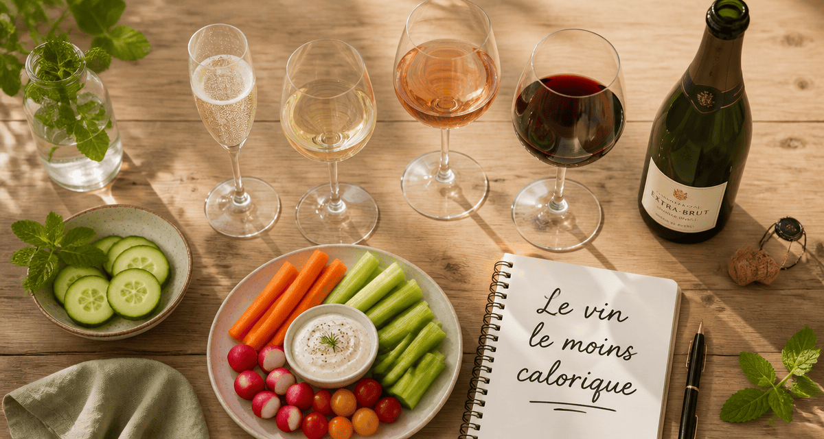 verres de vin le moins calorique sur table