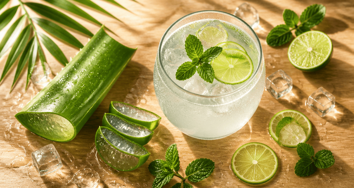 eau de coco et aloe vera pour maigrir, boisson fraîche sur table