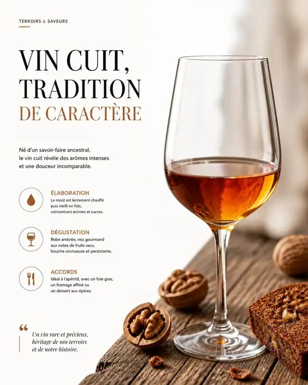Verre de vin cuit français servi en apéritif avec des noix et du pain d'épices