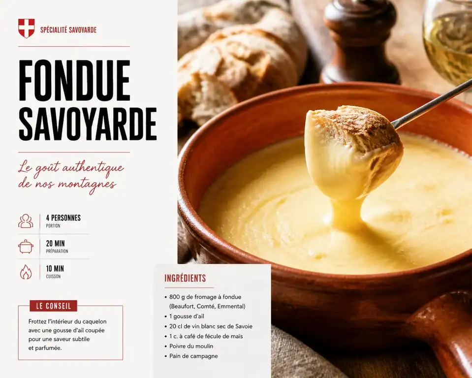 Fondue savoyarde traditionnelle avec vin blanc et fromage fondu