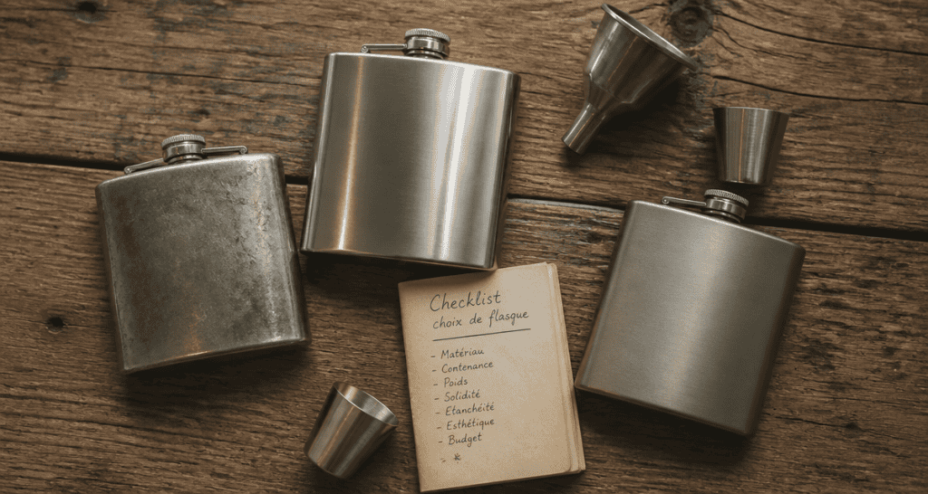 flasque alcool acier inox étain titane