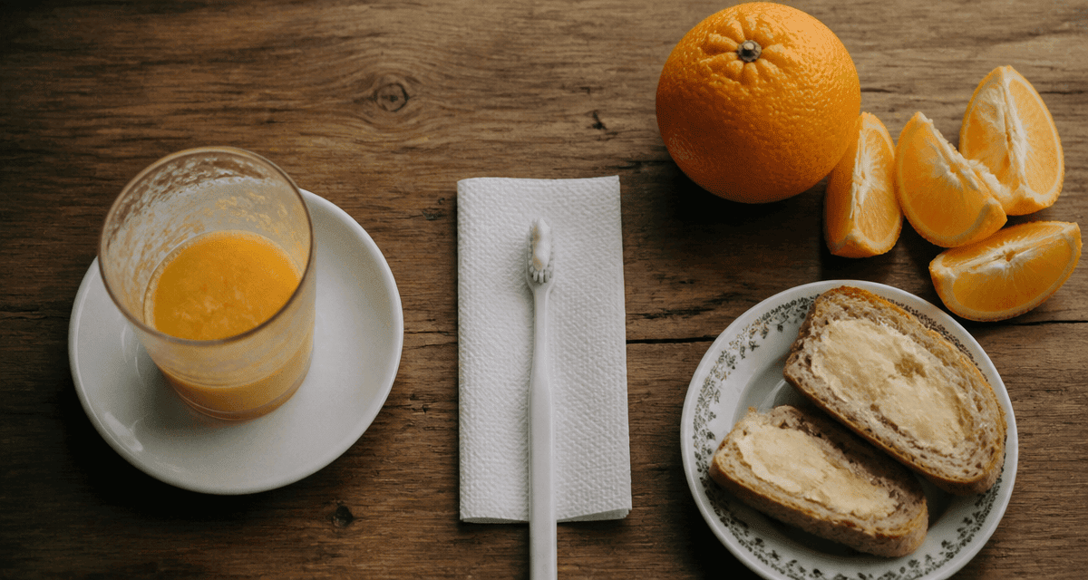 jus d orange le matin sur table petit dejeuner