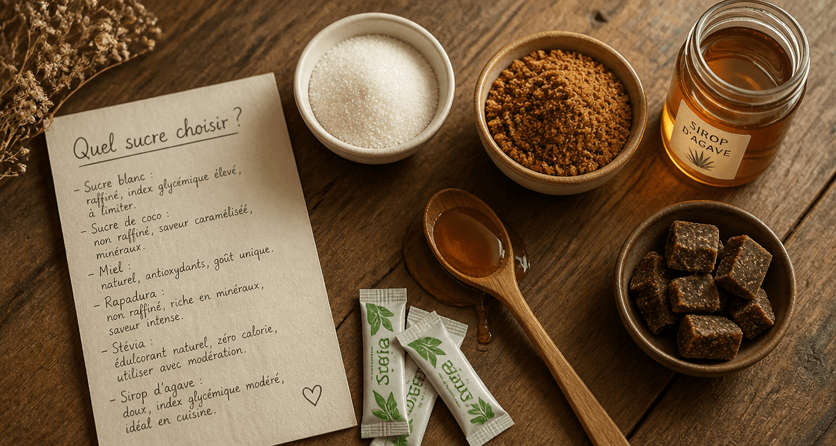 quel est le meilleur sucre pour la sante table avec sucres naturels et sucre blanc