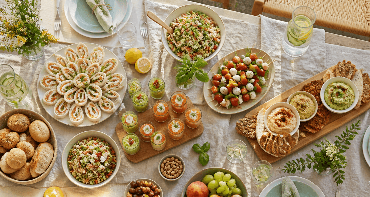 Repas froid entre amis buffet coloré