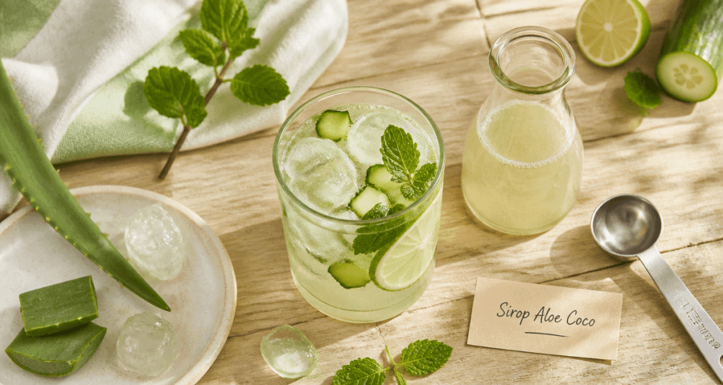 sirop aloe coco mocktail verre menthe citron