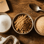 Sucre de canne et sucre roux en bols, différences visibles