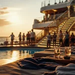 Avis croisiere msc mediterranee : pont de paquebot MSC au coucher du soleil