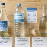 eau minerale ou eau de source sur table