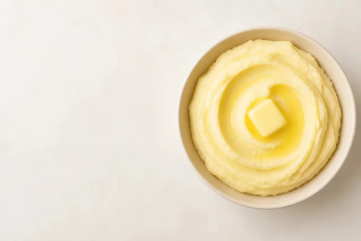 Purée de pommes de terre maison onctueuse dans un saladier pour calculer la quantité de purée par personne