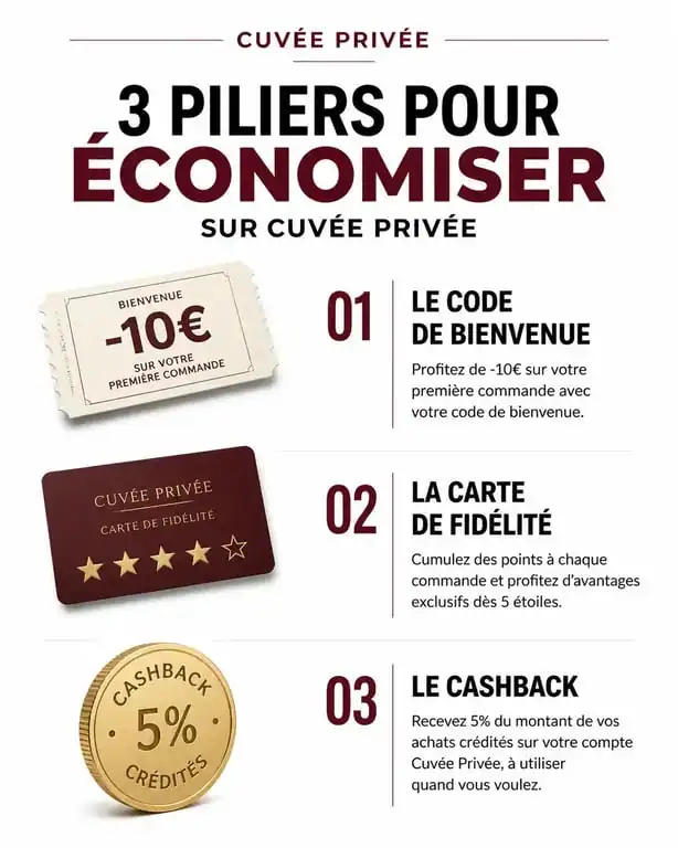 Stratégie d'économie pour vos achats sur Cuvée Privée : code promo, fidélité et cashback