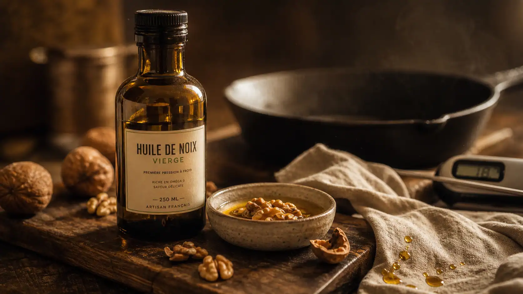Huile de noix cuisson à 140°C : bienfaits préservés