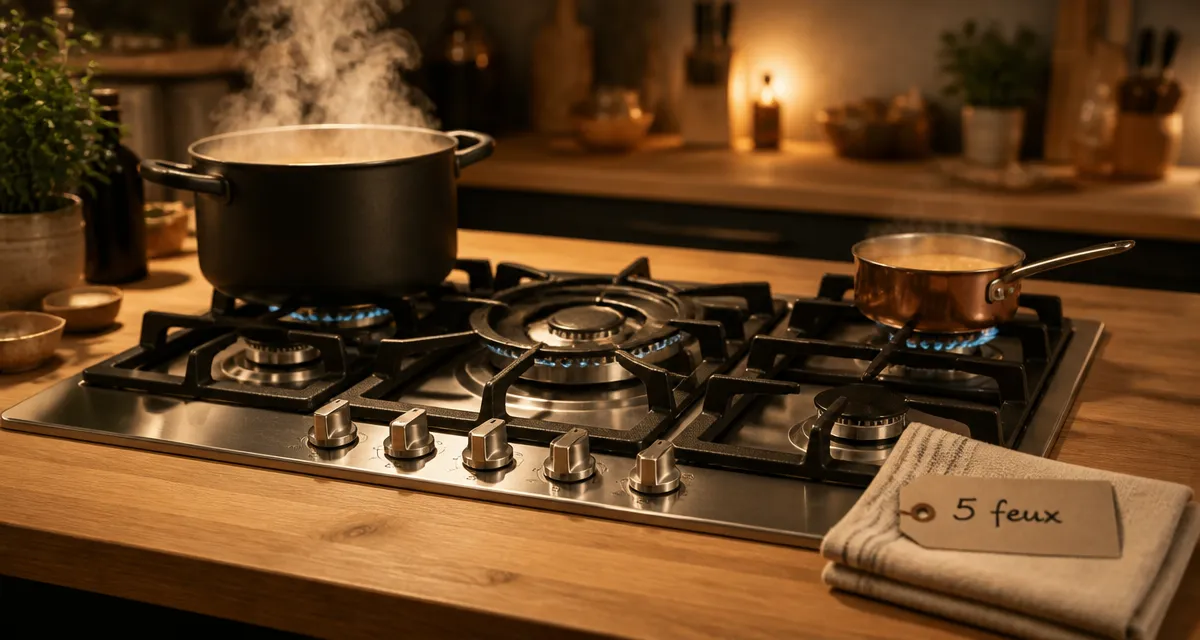 Meilleur plaque de cuisson gaz 5 feux : vue encastrée 5 foyers gaz