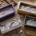 moules pour savon artisanaux sur plan de travail