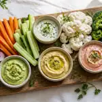 sauce crudité pour apéro avec crudités fraîches et dips
