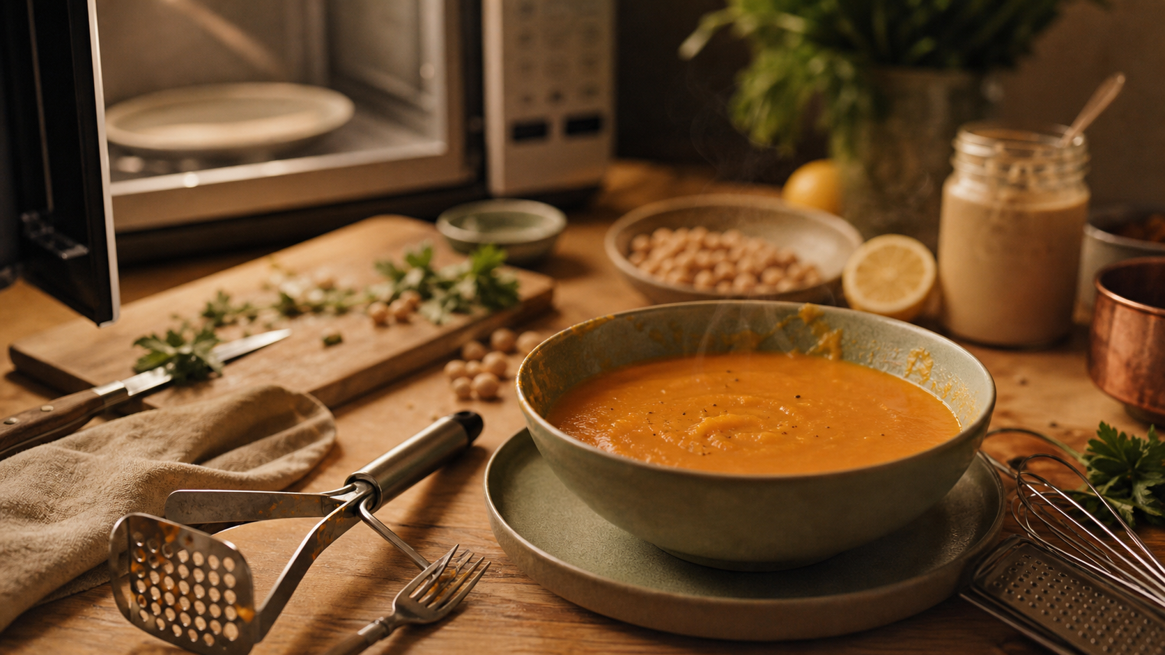 Comment mixer sans mixeur : soupe veloutée et ustensiles manuels
