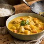 Curry jaune recette au poulet, lait de coco et pommes de terre fondantes