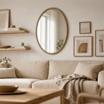Décorer un mur blanc avec cadres et étagères minimalistes