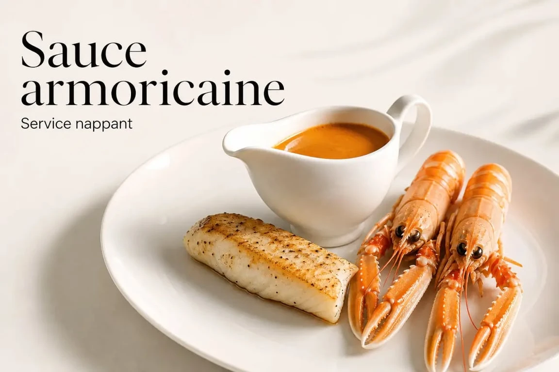 Recette sauce armoricaine servie en sauce nappante avec poisson et crustacés