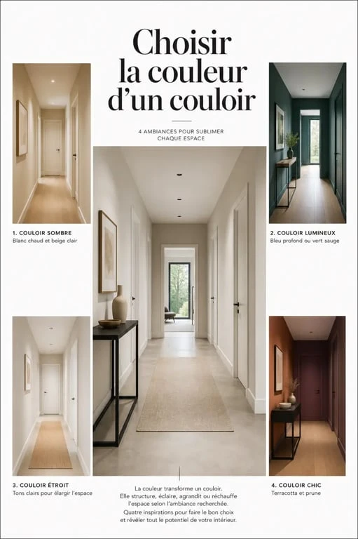 Couleur peinture pour couloir : exemples d’ambiances et de teintes pour un couloir clair, sombre ou étroit