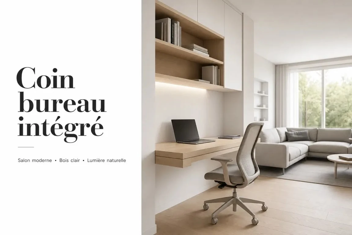 Aménagement d'un coin bureau dans un salon moderne et discret