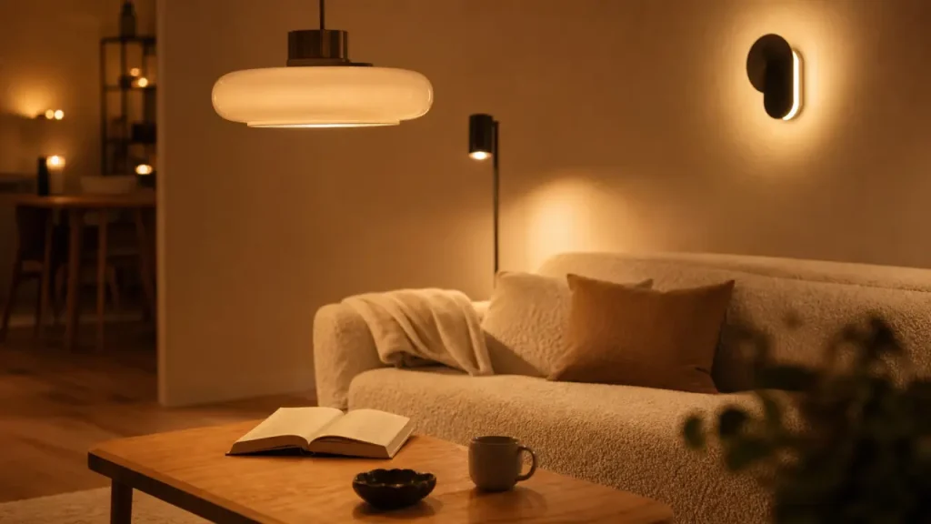 Luminaire design : suspension verre opalin diffuse en intérieur