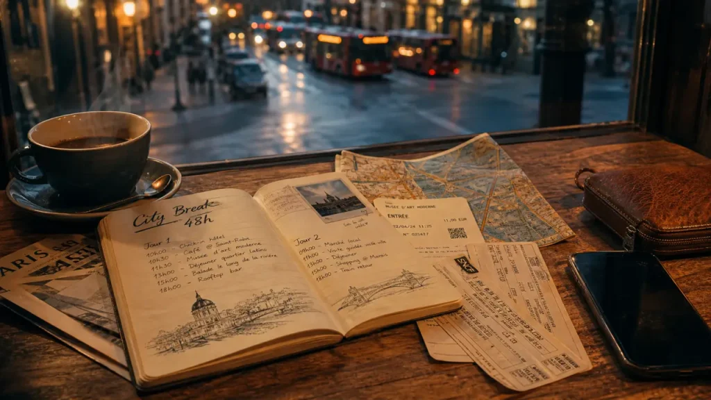 Réussir un city break en Europe : itinéraire 48h, hôtel central, carte et billets.