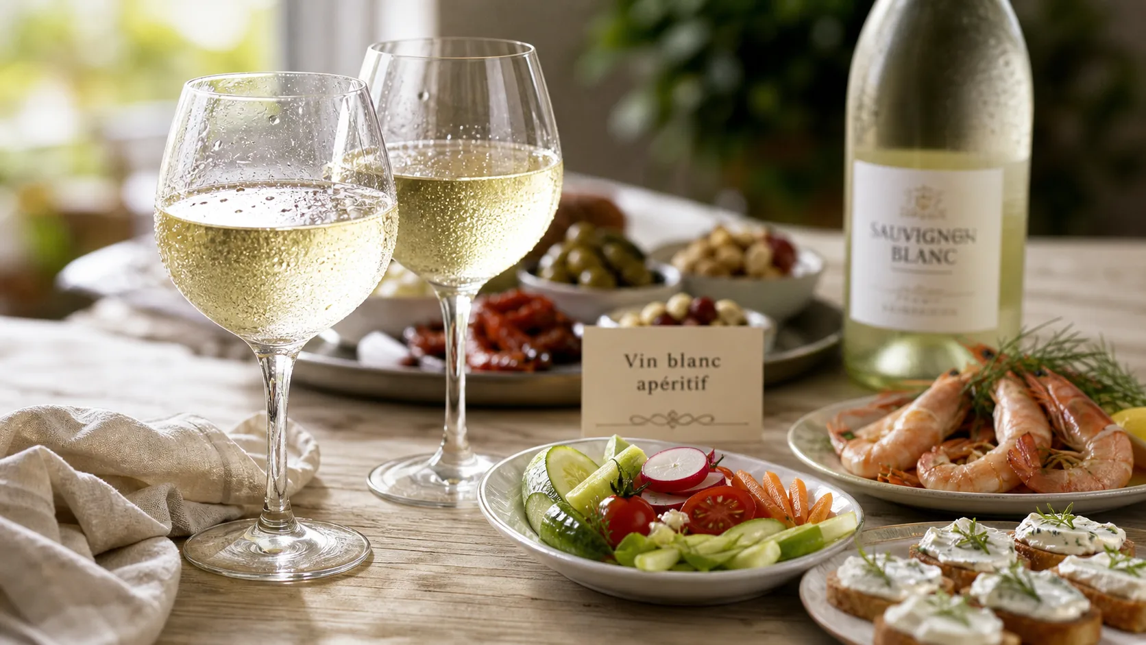 Vin blanc sec apéro : verres très frais, Sauvignon et Chardonnay