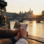 We Paris en amoureux sur les quais de Seine à Paris, mains enlacées