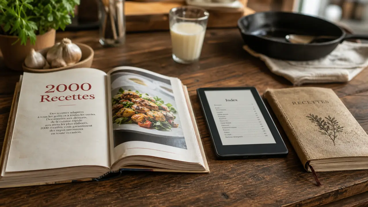 2000 recettes de la cuisine française pdf gratuit, PDF ouvert sur table bois