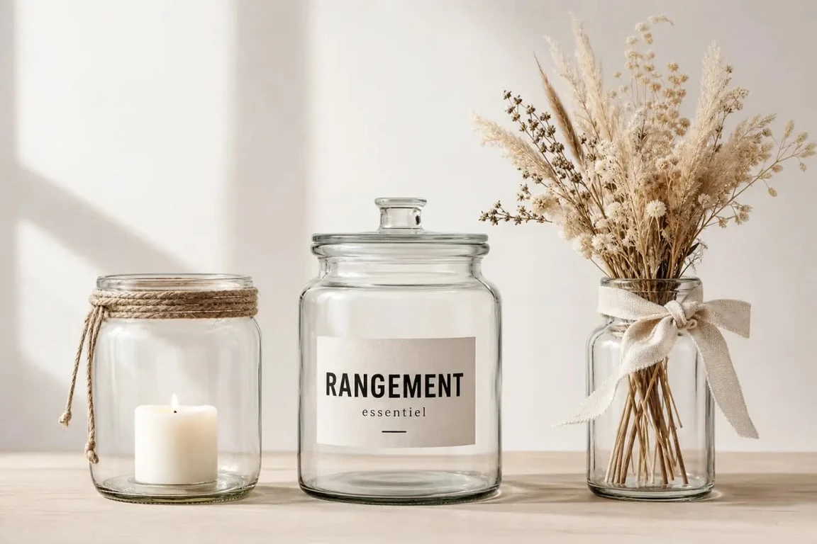 Déco bocaux : trois idées de bocaux en verre décorés en styles rustique, minimaliste et vase décoratif