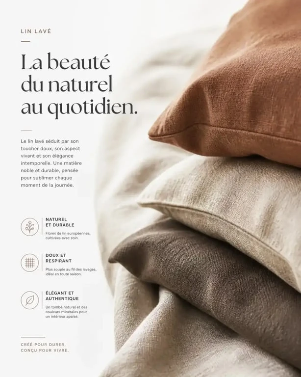 Linge de maison en lin lavé Harmony pour une décoration naturelle et élégante