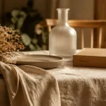 Harmony linge de maison en lin lavé beige, table élégante