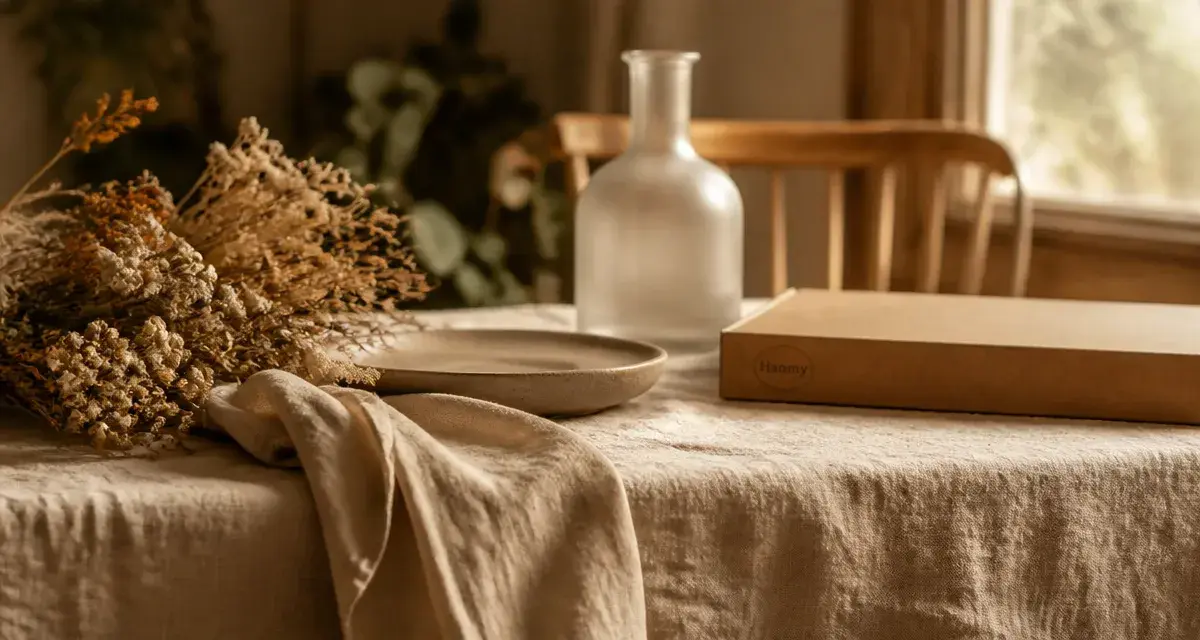 Harmony linge de maison en lin lavé beige, table élégante