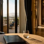 Hôtel Perpignan luxe : terrasse et accès spa, vue mer au loin
