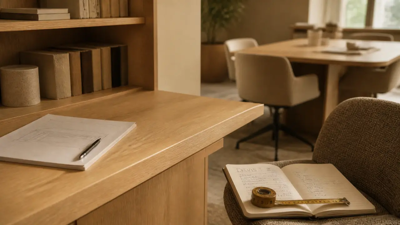 Mobilier bois design : bureau et bibliothèque en bois clair