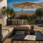 Mobilier exterieur design : canapé outdoor et table aluminium, style luxe intemporel