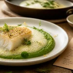 Recette de chef : purée fine de petits pois et émulsion citronnée