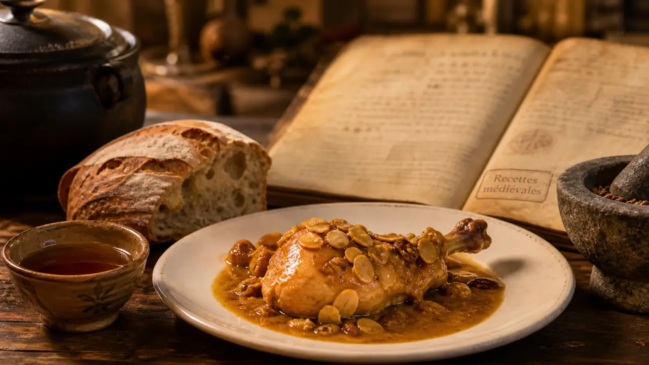 Recettes médiévales : 125 recettes de cuisine du moyen âge, poulet aux amandes et hypocras