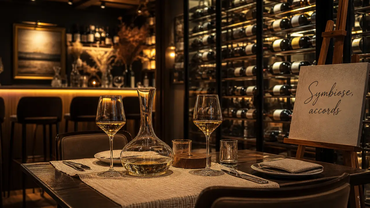 Symbiose restaurant gastronomique et bar à dégustation à Cabourg : intérieur, bar et accords