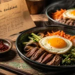 Voyage en cuisine recettes : bibimbap simplifié, bols et sauce pimentée