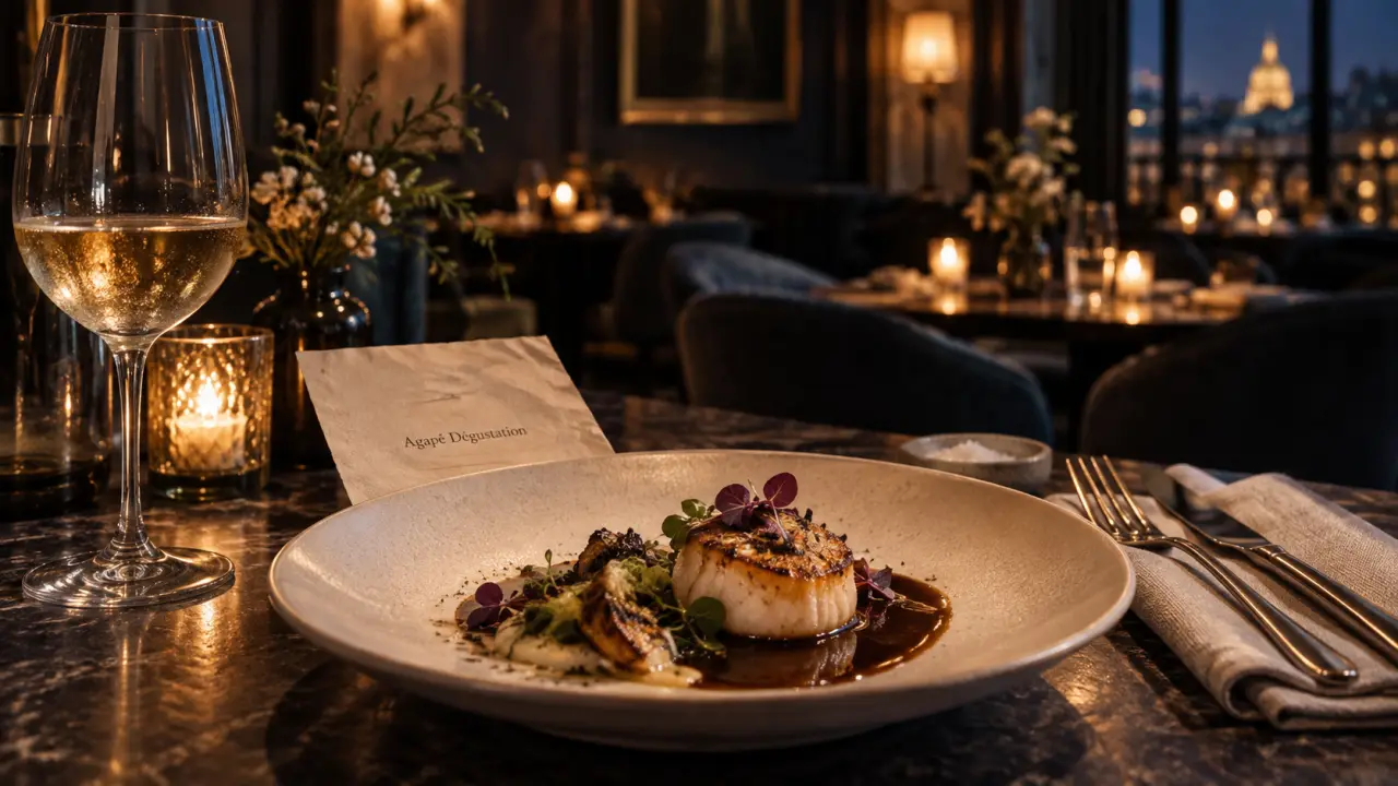 Agapé restaurant gastronomique paris 17ème : assiette gastronomique et vin naturel