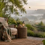 Coin lecture cosy au jardin : résine tressée vs bois
