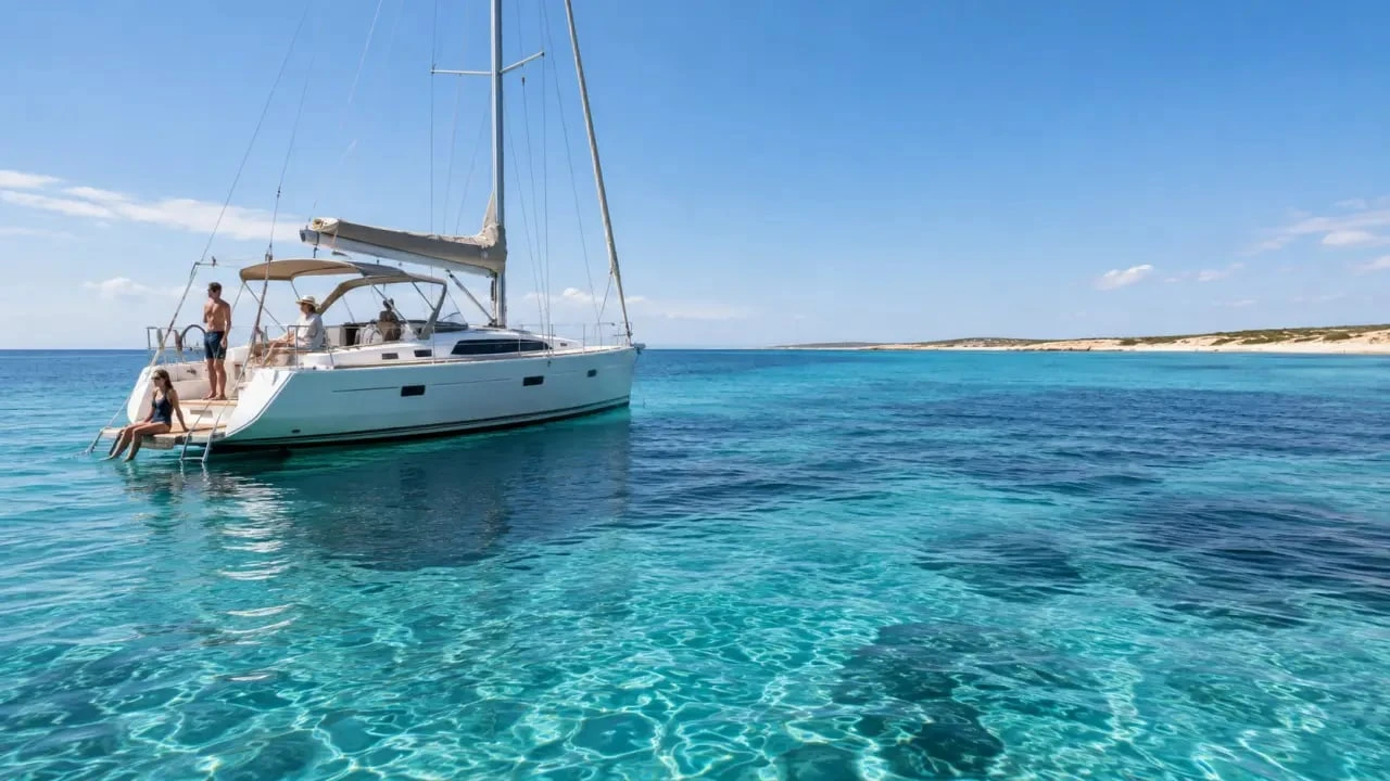 Voyage luxe Baléares en voilier au large de Formentera